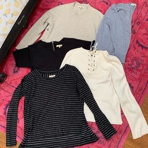 Madewell sweater and top lot of 5